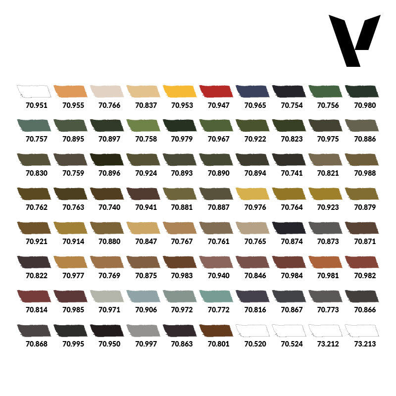 Vallejo Model Color Military Acrylic Paint Set, 80x18 ml