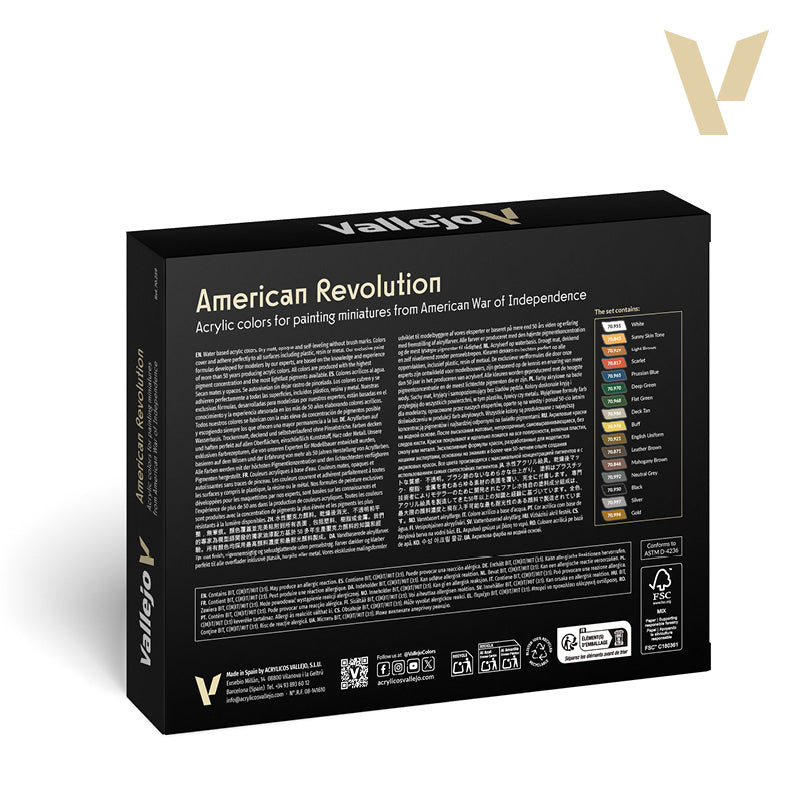 Vallejo Model Color American Revolution Acrylic Paint Set, 16x18 ml