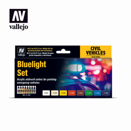 Vallejo Bluelight Set Model Air Acrylic Paint Set, 8x17 ml