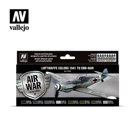 Vallejo Luftwaffe Colors 1941 to End-War Paint Set, 8x17 ml