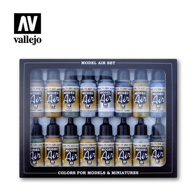 Vallejo WWII USAAF Aircraft Model Air Acrylic Paint Set, 16x17 ml