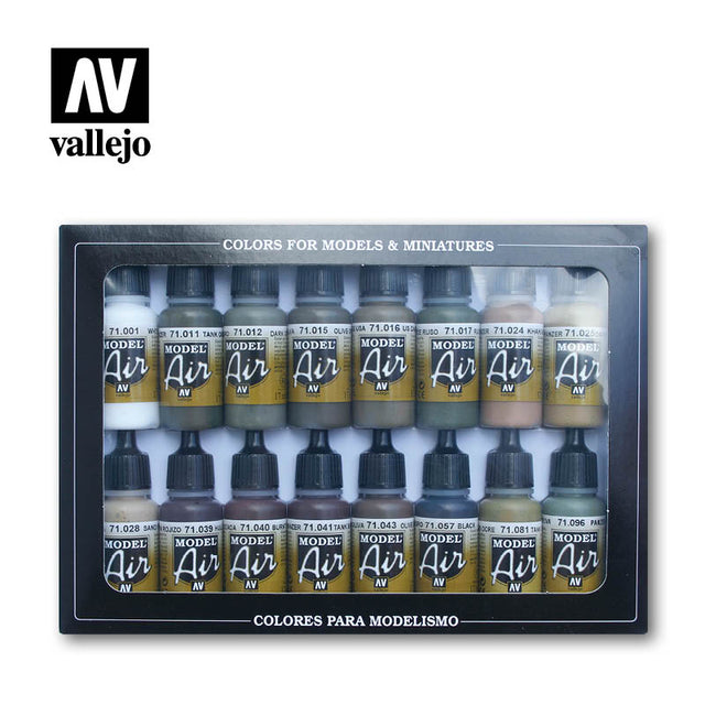 Vallejo German/Allied WWII Model Air Acrylic Paint Set, 16x17 ml