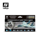 Vallejo Soviet/Russian colors Su-27 “Flanker” from 80’s to present Model Air Acrylic Paint Set, 8x17 ml