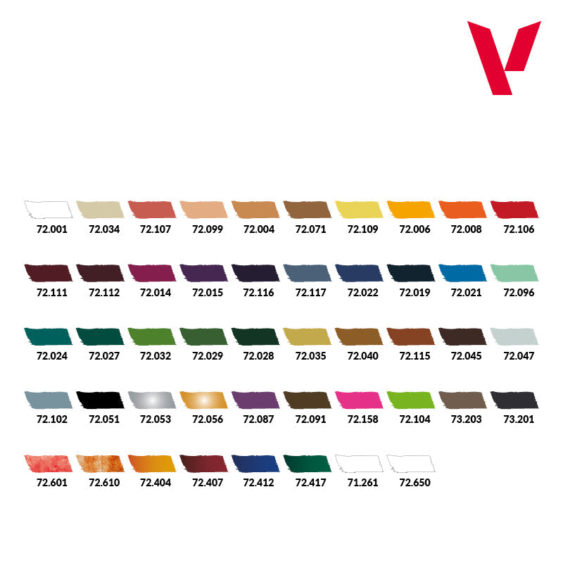 Vallejo Inspiration Color Paint Set, 48x18 ml + 3x brushes