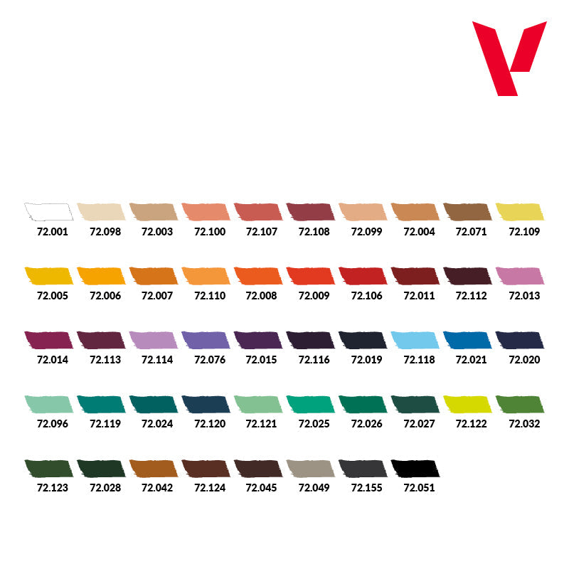 Vallejo Color BSL System Paint Set, 48x18 ml + 3x brushes + 1 miniature
