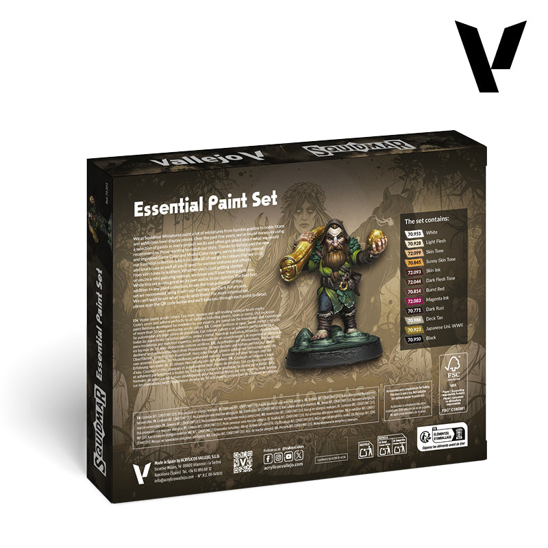 Vallejo Essential Paint Set, 12x18 ml + 1 Miniature