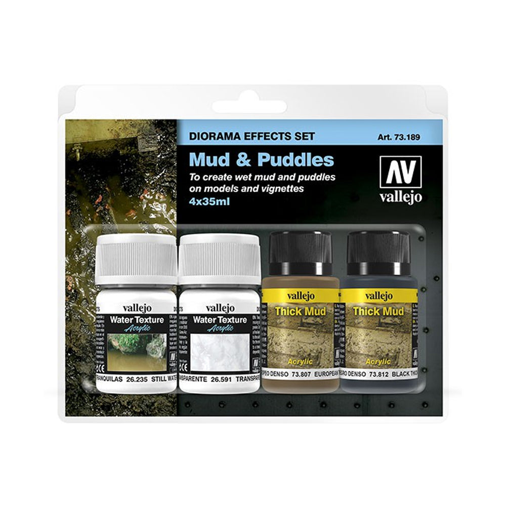 Vallejo Mud & Puddles Diorama Effects Set, 4x35 ml