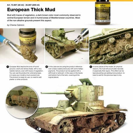 Vallejo European Thick Mud Effect Paint, 40 ml