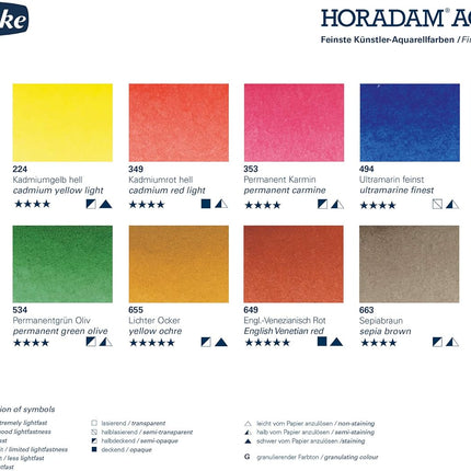 Schmincke Horadam Aquarell Set in a Metal Box, 12 Colours, Half-Pan