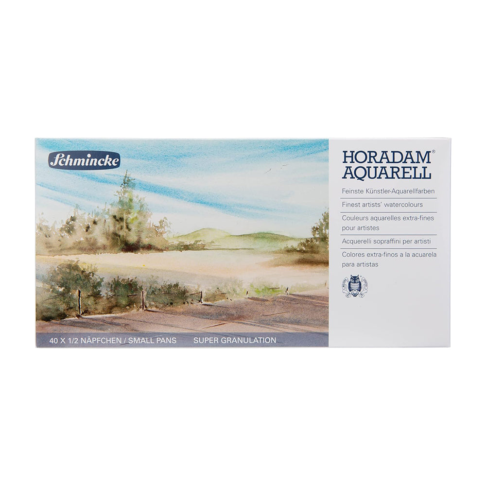 Schmincke Horadam Super Granulation Watercolor Set in a Metal Box, 40 Colours, Half-Pan