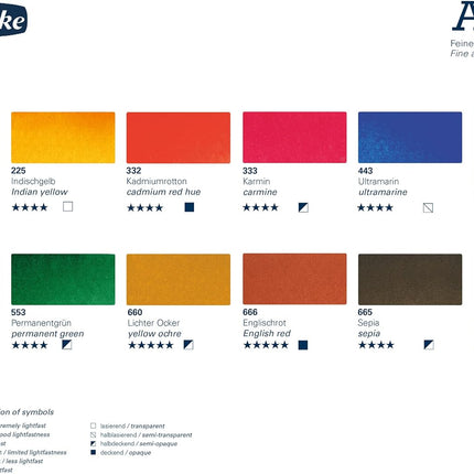 Schmincke Akademie Watercolour Set, 12 colours, Half-Pan