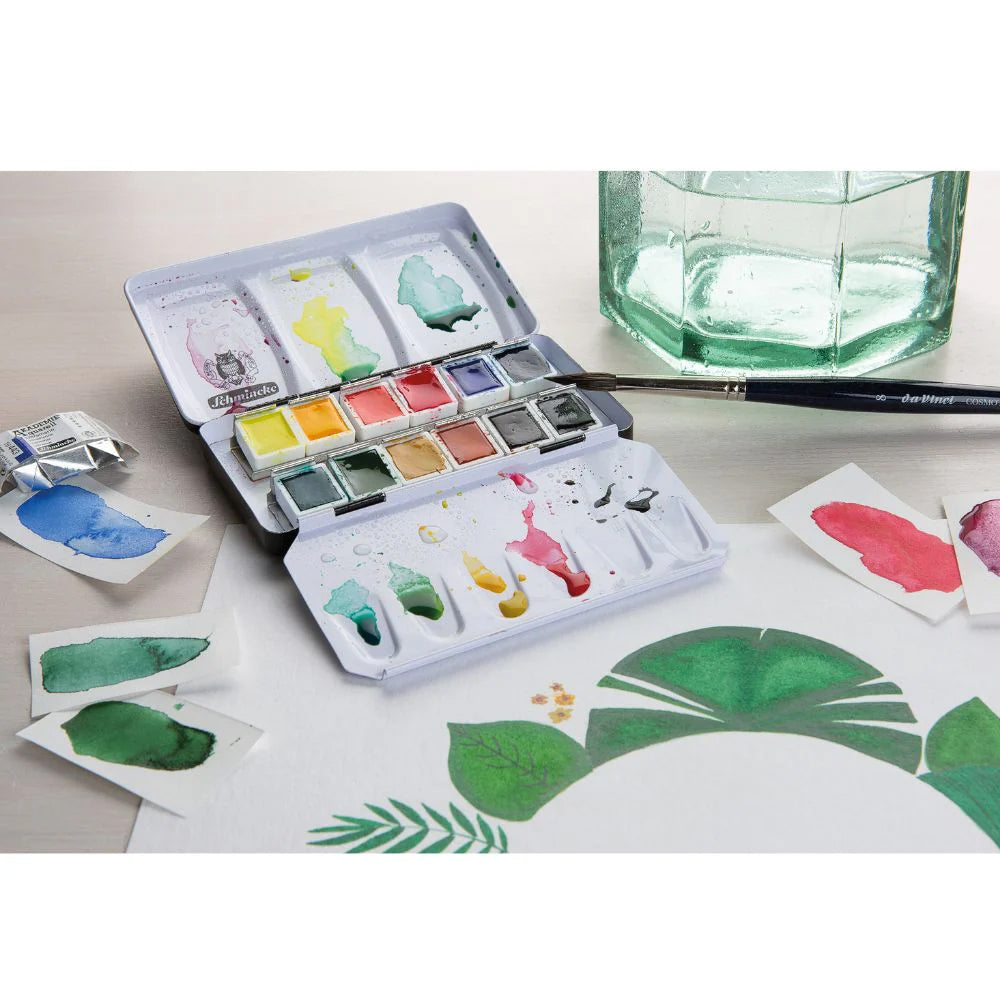 Schmincke Akademie Watercolour Set, 12 colors, Half-Pan