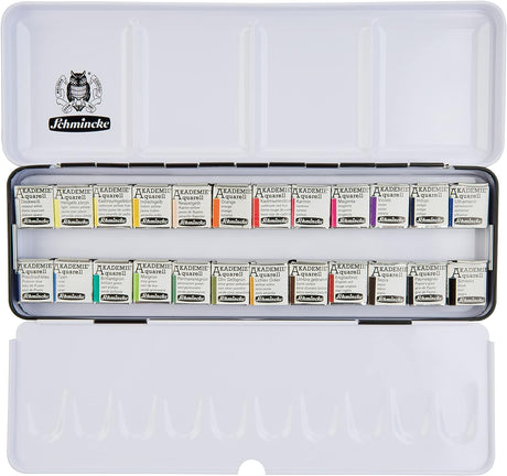 Schmincke Akademie Watercolour Set, 24 Colours, Half-Pan