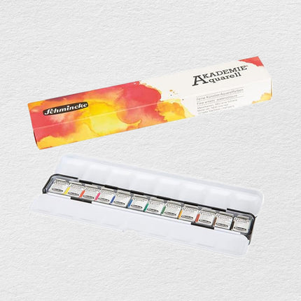 Schmincke Akademie Watercolour set, 12 Colours, Half-Pan