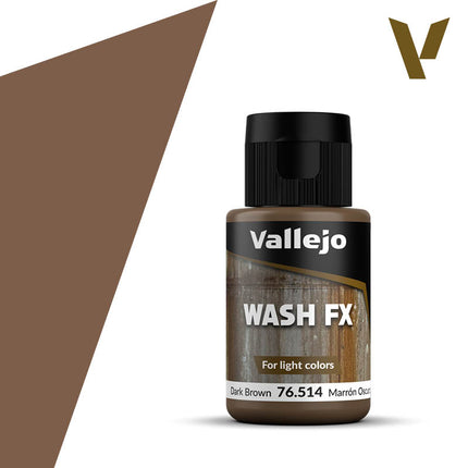 Vallejo Wash FX Dark Brown Paint, 35 ml