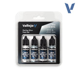 Vallejo True Metallic Metal Sterling Silver Acrylic Paint Set, 4x18 ml