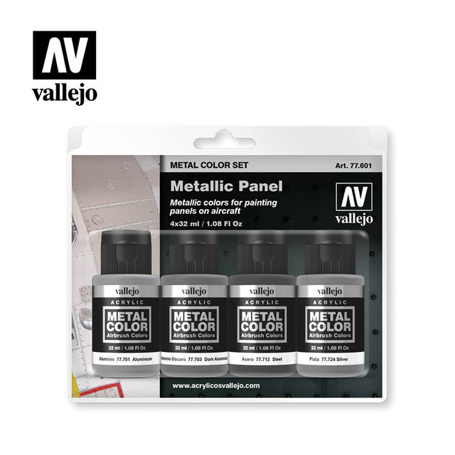 Vallejo Metallic Panel Metal Color Paint Set, 4x32 ml