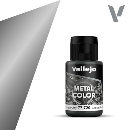 Vallejo Metal Color Gunmetal Grey Paint, 32 ml