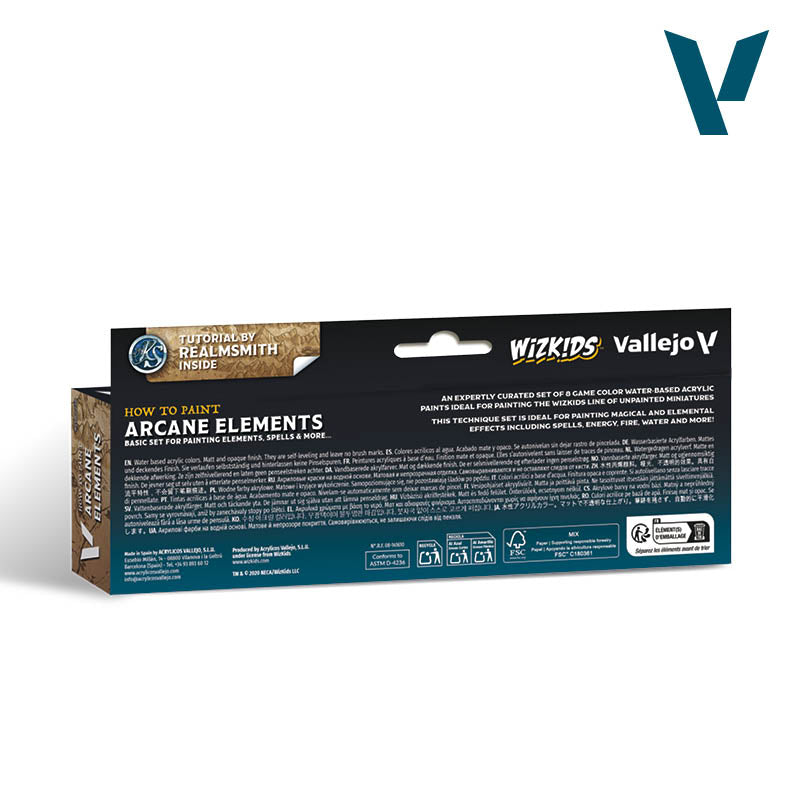 Vallejo Wizkids Arcane Elements Acrylic Paint Set, 8x8 ml