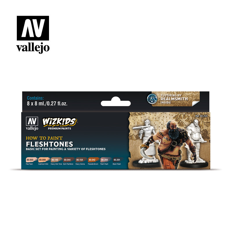 Vallejo Wizkids Fleshtones Acrylic Paint Set, 8x8 ml