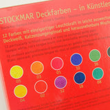 Stockmar Opaque Colour Watercolour Set, 12 colours + opaque white paint tube, brush, and palette