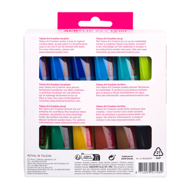 Talens Art Creation Acrylic Paint Set in Tubes, 24x12 ml
