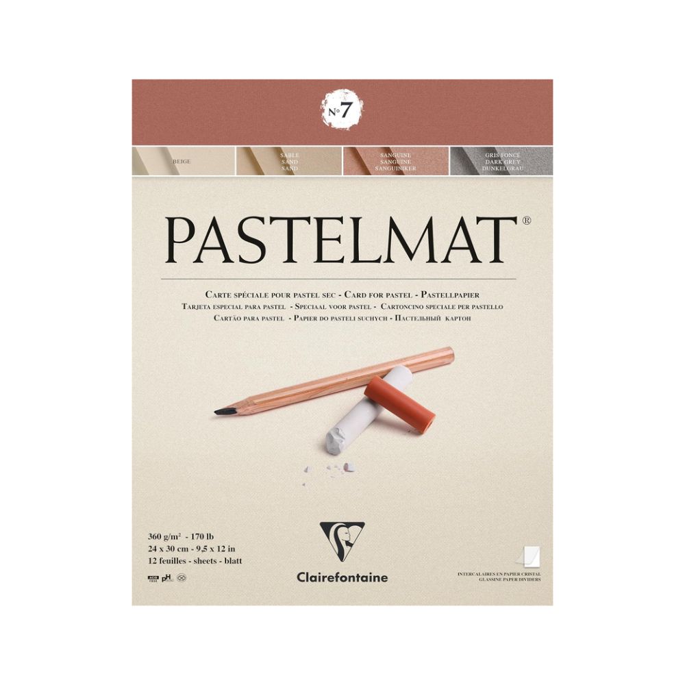 Clairefontaine Pastelmat No. 7 įvairių spalvų popierius pastelėms, 12 lapų