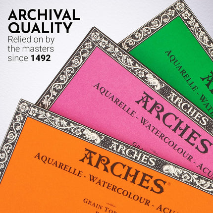 Arches Watercolour Paper Block, Hot Pressed, 9"x12", 140 lb, 20 sheets