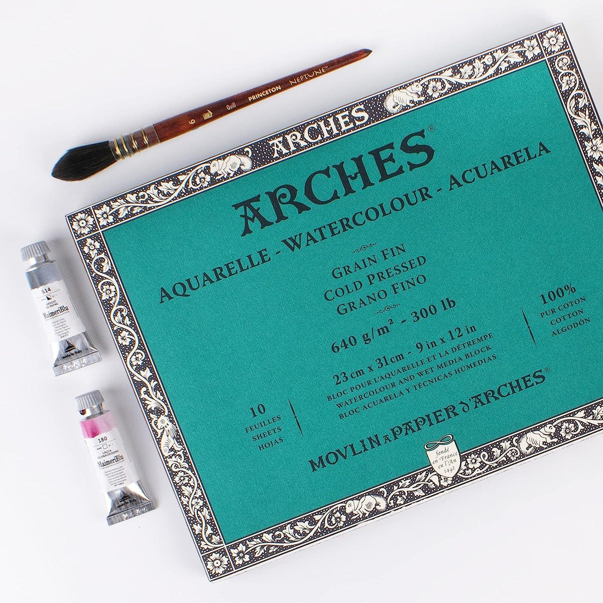 Arches Watercolour Paper Block, Cold Pressed, 640 gsm, 100 % Cotton, 10 Sheets