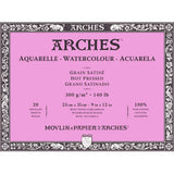 Arches Watercolor Paper Pad, Hot Pressed, 300 gsm, 100% Cotton, 20 Sheets