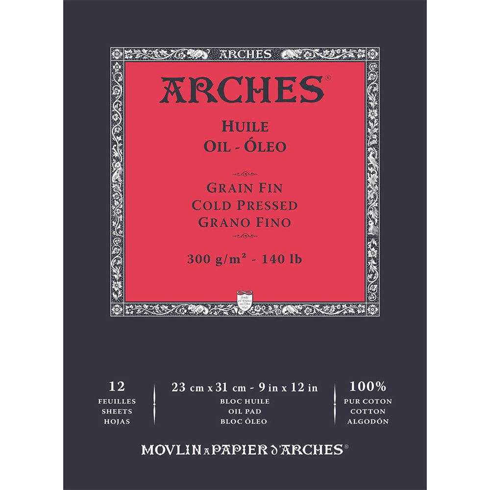 Arches Oil Painting Paper, Cold Pressed, 100 % Cotton, 12 Sheets, 23x31 cm