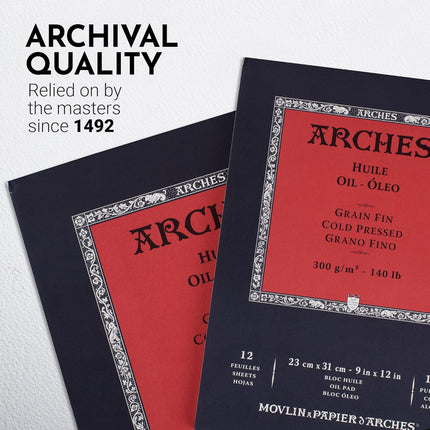 Arches Oil Painting Paper Pad, Cold Pressed, 12"x16", 140 lb, 12 sheets