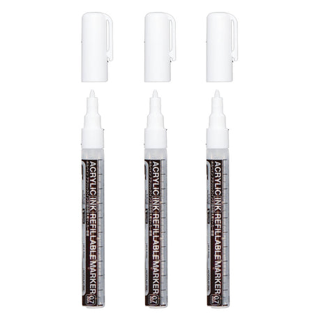 Holbein Empty Refillable Markers Set, 0.7 mm x 3 pcs.