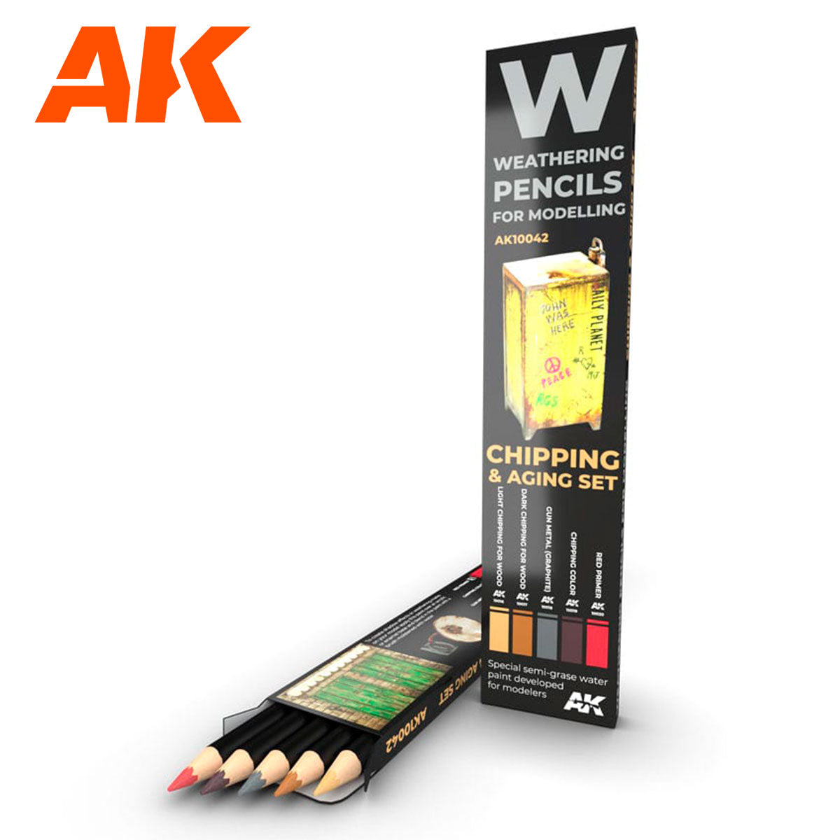 AK Interactive Chipping & Aging Pencil Set, 5 Colours