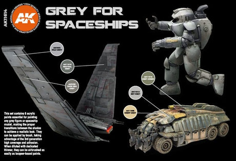 AK-Interactive 3GEN Grey for Spaceships Acrylic Paint Set, 6x17ml