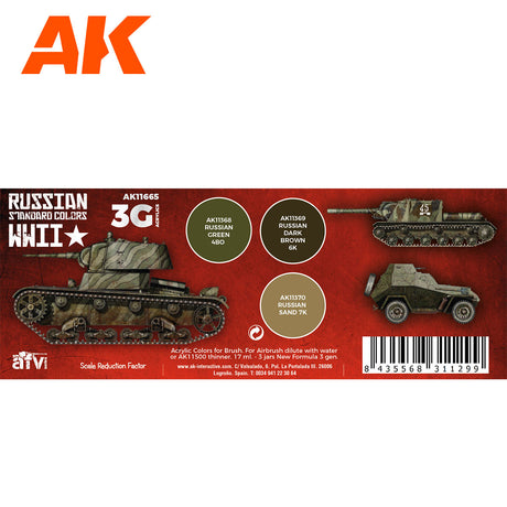 AK Interactive 3GEN WWII Russian Standard Acrylic Paint Set, 3x17 ml