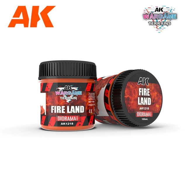 AK Interactive Diorama Wargame Terrain Fire Land Texture, 100 ml