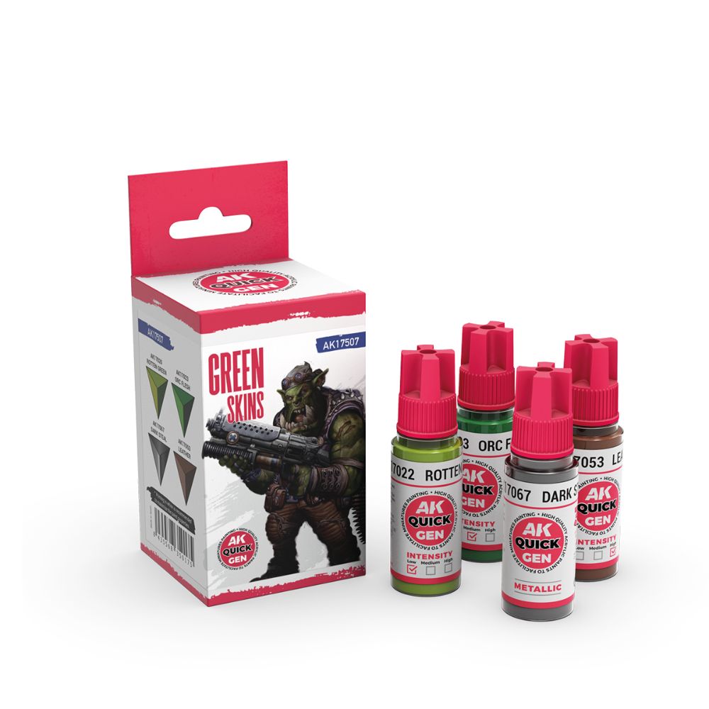 AK Interactive Green Skins Quick Gen Set, 4×0.6 fl oz