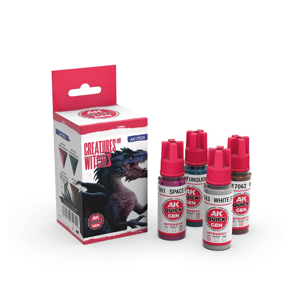 AK Interactive Creatures and Witches Quick Gen Set, 4×0.6 fl oz