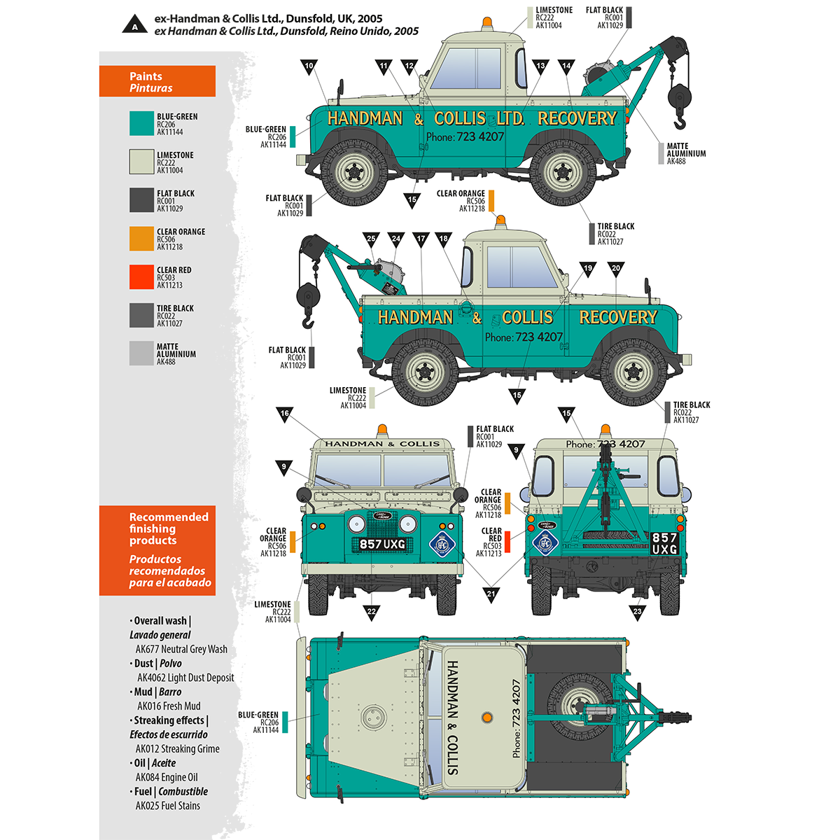 AK Interactive Land Rover 88 Series IIA Crane-Tow Truck Scale Model, 1:35