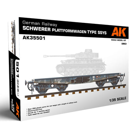 AK Interactive German Railway Schwerer Plattformwagen Type SSys Scale Model, 1:35