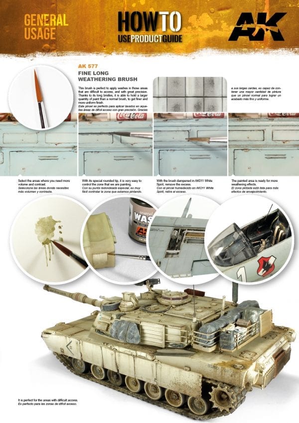AK Interactive Fine Long Weathering Brush