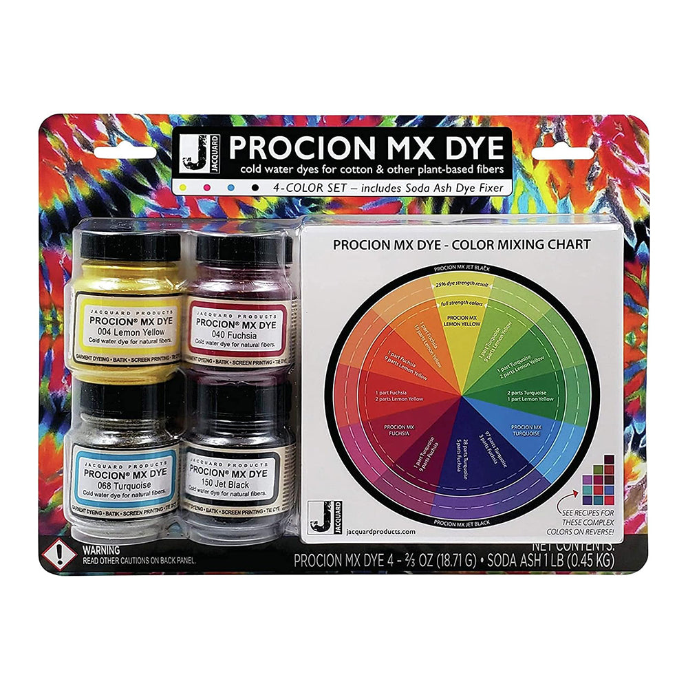 Jacquard Procion MX Dye Set for Textiles, 4 Colours + Soda Ash