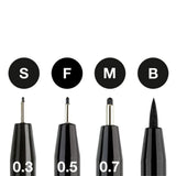 Faber-Castell Pitt Artist India Ink Pen Fineliners Set, 4 pcs., Black, S, F, M, B