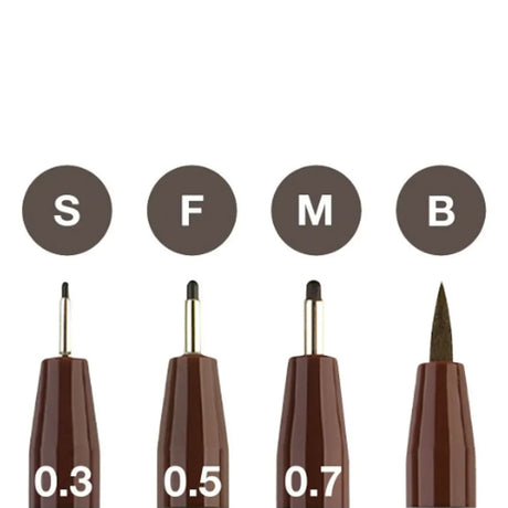 Faber-Castell Pitt Artist India Ink Pen Fineliners Set, 4 pcs., Dark Sepia