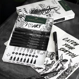 Faber-Castell Pitt Artist India Ink Pen Fineliners Set, 8 pcs. + Sketchbook