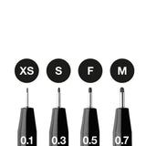 Faber-Castell Pitt Artist India Ink Pen Set, 4 pcs., Black, XS, S, F, M