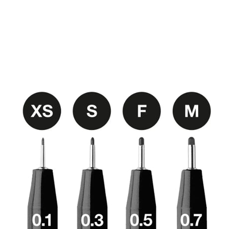 Faber-Castell Pitt Artist India Ink Pen Set, 4 pcs., Black, XS, S, F, M