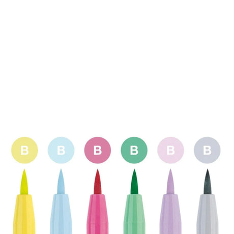 Faber-Castell Pitt Artist India Ink Brush Pen Set, 6 pcs., various pastel colours