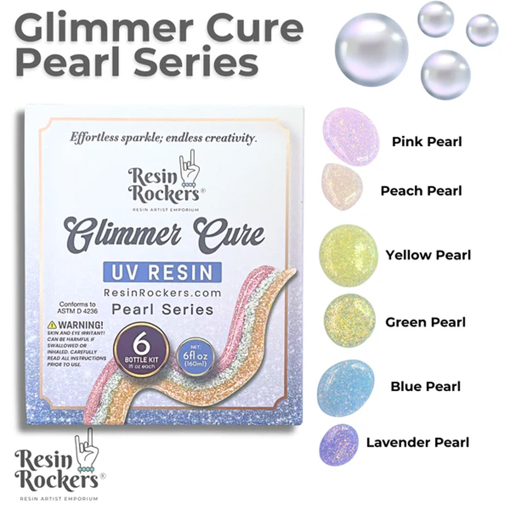Resin Rockers Glimmer Cure Pearl UV Resin Hard Type, Full Kit